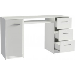 NEW Madesa Computer Desk with 3 Drawers, 1 Door and 1 Storage Shelf, Wood Writing Home Office Workstation, Office Desk with Drawers - 30” H x 18” D x 53” W - White