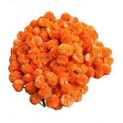 NEW Pack of 3 Artificial Orange Marigold Flower Garlands 5 ft Long- for use in Parties, Celebrations, Indian Weddings, Indian Themed Event, Decorations, House Warming, Photo Prop, Diwali, Ganesh Fest