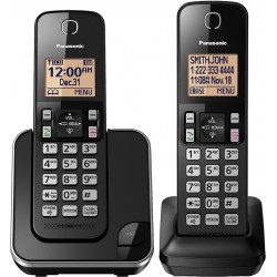 LIGHTLY USED Panasonic DECT 6.0 Expandable Cordless Phone with Call Block - 2 Cordless Handsets - KX-TGC382CB (Black)