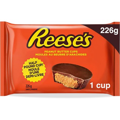 BBD: SEPT/20/2023 - Reese's Half Pound Chocolate Peanut Butter Cup, Good Candy to Share, Christmas Candy Stocking Stuffer, 226 g