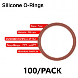 NEW 210 Silicone O-Ring, 70A Durometer, Red, 3/4 ID, 1 OD, 1/8 Width (Pack of 100)