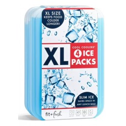 NEW 4/PACK Cool Coolers by Fit & Fresh, Reusable & Long-Lasting XL Slim Ice Packs, Clear Blue