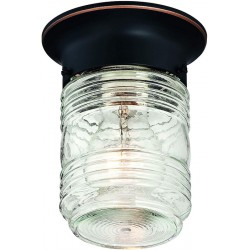 NEW Design House 587238 Jelly Jar 1-Light Indoor/Outdoor Flush Mount Ceiling Light, Oil Rubbed Bronze