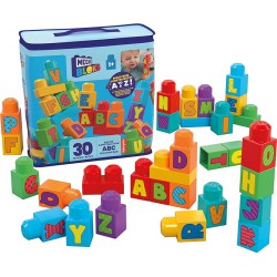 NEW MEGA BLOKS First Builders ABC Toddler Blocks Building Toy, ABC Building Bag with 30 Pieces and 1 Reusable Storage Bag, Age 1+ Years