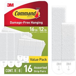 NEW Command Medium and Large Picture Hanging Strips, Damage Free Hanging Picture Hangers, No Tools Wall Hanging Strips for Living Spaces, White, 8 Medium Pairs and 8 Large Pairs