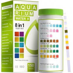 NEW EXP: 8/1/2026 - AAwipes Aquarium Ammonia Test Strips 8-in-1 |150 Strips | Quick & Accurate Water Testing for Freshwater & Saltwater Tanks -Test pH, Carbonate, Alkalinity, Hardness, Chlorine, Nitrite, etc. (K02-150)