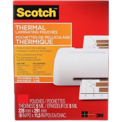 NEW 18/PACK Scotch Thermal Laminating Sheets, Ideal Office or School Supplies, 9 x 11.5, 5-Mil Thick, Laminating Pouches