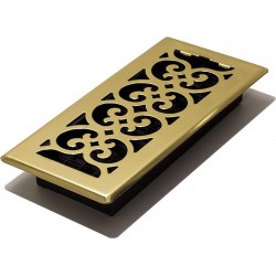 NEW Decor Grates SPH410 4 by 10  Scroll Floor Register, Polished Brass Finish