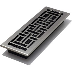 NEW Decor Grates AJH414-NKL 4-Inch by 14-Inch Oriental Floor Register, Brushed Nickel