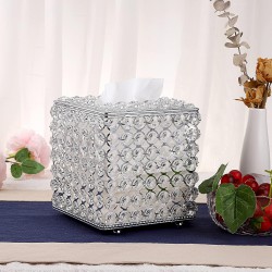 NEW Sumnacon Crystal Square Tissue Box Cover - Decorative Tissue Box Holder, Sparkling Cube Tissue Holder for Bathroom Dresser Night Stand Table Car Store Office Home Decor, Silver