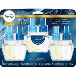 NEW Febreze Fade Defy PLUG Air Freshener & Odor Fighter, Ocean, Oil Refill, 3 Count 78Ml
