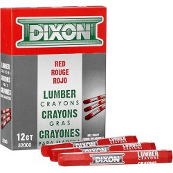 NEW Dixon 52000 Lumber Marking Crayons, Red, 4-1/2 x 1/2 Hex, Pack of 12