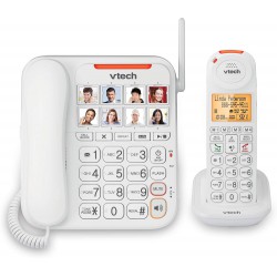 NEW VTech CareLine SN5147 Amplified Corded/Cordless Senior Phone System with 90dB Extra-Loud Visual Ringer, Big Buttons & Large Display
