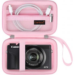 NEW  Canboc Camera Case for Canon PowerShot G7 X Mark II/ G7X Mark III Digital 4K Vlogging Camera, Point and Shoot 4K Video Camera Bag, Zipper Mesh Pocket fits USB Cable, Batteries, Pink