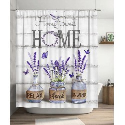 NEW 60 x 72 Inch Tijuboni Purple Lavender Shower Curtain Farmhouse Flowers Shower Curtains for Neutral Country Bathroom Decor Rustic Butterfly Shower Curtain Set Waterproof Polyester Fabric