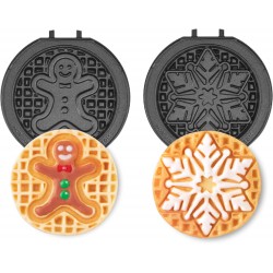 NEW DASH Multimaker Mini System Two 4” Nonstick Removable Waffle Plates (Gingerbread & Snowflake) - 2Pc Plate Pack for Waffle Iron & Griddle, Compatible with Dash MultiMaker Mini System, Nonstick Surface