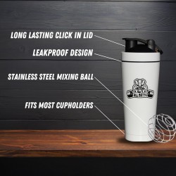 NEW 25OZ (SEE PHOTOS FOR OURS) All Natty Double Wall Insulated Stainless Steel Protien Shaker Bottle (Silver)