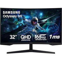 NEW Samsung 32 inch Odyssey G55C QHD 165 Hz 1 ms Curved Gaming Monitor – (LS32CG550ENXZA) [Canada Version]