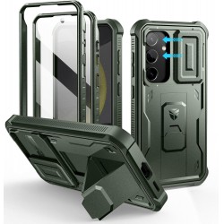 NEW Dexnor for Samsung Galaxy S24 Case with Built-in Slide Camera Cover & Screen Protector & Kickstand, Heavy-Duty Shockproof Rugged Case Full-Body Bumper Protective Cover for Galaxy S24 - Green