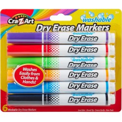 NEW Cra-Z-Art Kids Washable Broadline Dry Erase Markers, 6 Count (10048)