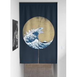 NEW 34x60 Spanker Space Japanese Noren Navy Blue Cool Funny Anime Kraken Hokusai Great Waves Asian Drape Split Doorway Curtain, Hallway Closet Privacy Partition Divider Kitchen Door Décor,