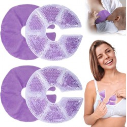 NEW  Amazing Purple Soothing Gel Pads for Breastfeeding in Section Postpartum Essentials Kit of 2 Pairs Pads with Covers. Reusable After Birth Warming Lactation Massager for Nursing, Cooling, Pain Relief.
