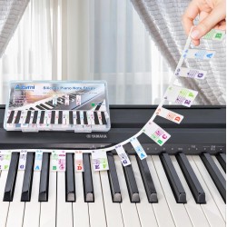 NEW Silicone Piano Key Labels, Azymi Piano Note Guide 88-key Full Size, Reusable Keyboard Notes Overlay Strips for Beginner with Multi-color Large Bold Letter