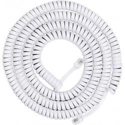 NEW Power Gear Coiled Telephone Cord, 25 Foot Phone Cord, Works with All Corded Landline Phones, for Use in Home or Office, White, 76122