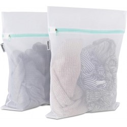 NEW Mamlyn 2 Medium Mesh Laundry Bag for Delicates mesh Fabric with Colored Zippers, Wash Bags for Delicates, Socks Underwear Hosiery Stockings Bras Lingerie - 16 X 16
