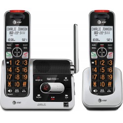 NEW AT&T BL102-2S 2-Handset Cordless Phone with Answering System, 2 Display, Backlit Buttons & Visual Ringer, Black/Silver