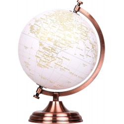 NEW FRENCH Exerz 20cm Globe Golden and White - Bronze Metal Arc and Base, Coated in Golden Colour