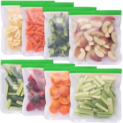 NEW Greenzla Reusable Gallon Bags - 8 Pack - Extra Thick Reusable Freezer Bags - BPA Free, Easy Seal & Leakproof Food Storage Bags for Marinate Food, Fruits, Sandwich, Snack, Meal Prep, Travel Item