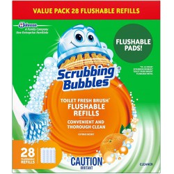 NEW Scrubbing Bubbles Toilet Bowl Cleaner, Fresh Brush Toilet Bowl Cleaning Flushable Refills, Citrus Scent, 28 Refills Total