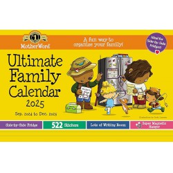 NEW 2025 MotherWord Ultimate Fridge Magnetic Hanging Calendar, 16-Month, Sept 2024 - Dec 2025, English, Medium Side by Side Version, 15 x 9.5 (MWMKT12825)