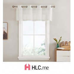 NEW HLC.ME Faux Linen Textured Semi Sheer Privacy Light Filtering Transparent Thick Half Short Grommet Curtain Valance Topper for Small Windows, Kitchen & Bathroom (54 W x 18 L, Cream/Off White)