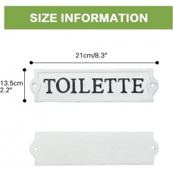 NEW Sungmor Heavy Duty Cast Iron Door Toilet Sign - White Plaque Bathroom Sign Wall Décor - Decorative Restroom Sign for Home, Office, Store or Restaurant - 1PC PACK & 8.3x2.2Inch.