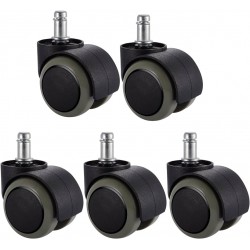 NEW OMYOFFICE 5/Pack Office Chair Casters Wheels with Universal Standard Size 11mm Stem Diameter and 22mm Stem Length (0.43inch X 0.86inch), Support up to 550LBs Weight