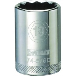 NEW DeWalt DWMT74576OSP Drive Socket, 19 Millimeter Socket, 1/2 Inch Drive, 12-Point, Steel, Polished Chrome Vanadium