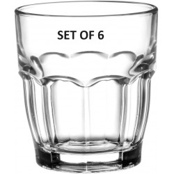 NEW SET OF 6 Bormioli Rocco Rock Bar Stackable Juice Glasses – Set Of 6 Dishwasher Safe Drinking Glasses For Soda, Milk, Coke, Beer, Spirits – 6.75oz Durable Tempered Glass Water Tumblers For Daily Use