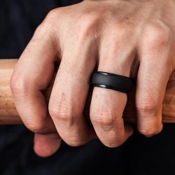 NEW SIZE 13 Thunderfit Silicone Ring Men, Step Edge Rubber Wedding Band, 10mm Wide, 2.5mm Thick