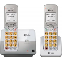 NEW AT&T DECT 6.0 2 Cordless Phones with Caller ID, Handset Speakerphones, White and Grey