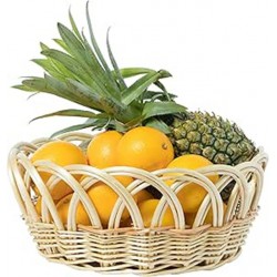 NEW  13.75- Inch Decorative Round Fruit Bowl Bread Basket Serving Tray, Medium
