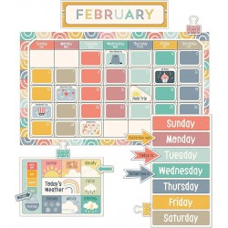 NEW Carson Dellosa We Belong 137-Piece Calendar Bulletin Board Set for Wall, Boho Rainbow Classroom Calendar, Monthly Calendar Headers & Cover-Ups, Seasons & Weather Chart, and More, Boho Classroom Décor