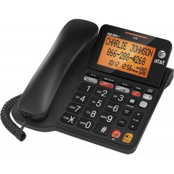 NEW AT&T Corded Phone with 25 min Digital Answering Machine, Backlit Tilt Display, Audio Assist, Speakerphone, A/C Power (CL4940BK), Black
