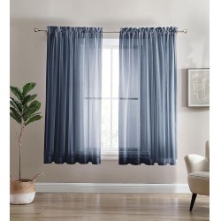 NEW Cathay Home 2 Panels Sheer Rod Pocket Voile Curtains/Drapes/Window Treatment Set for Living Room/Bedroom (59-inch Wide by 63-inch Long, Navy)
