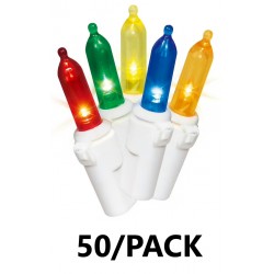NEW Holiday Time 50-Count Multicolor LED Mini Christmas Tree Lights, White Wire, 15 ft