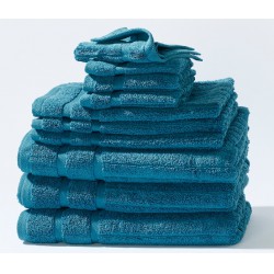NEW HomeSuite Luxury Zero Twist 600GSM Cotton Ribbed 10-Piece Towel Set - BLUE