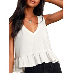 NEW 3X Women's Casual V Neck Peplum Ruffle TOP