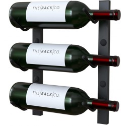 The Rack Co. Wall Series - Wall Mounted Wine Rack, Wine Bottle Storage, Satin Black Finish, Metal (1, 3 Bottles)