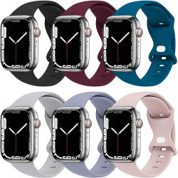 NEW THWALK 6/Pack Bands Compatible with Apple Watch Band 42mm iWatch Silicone Band Ultra 2/Ultra SE Series 9/8/7/6/5/4/3/2/1 for Women Men